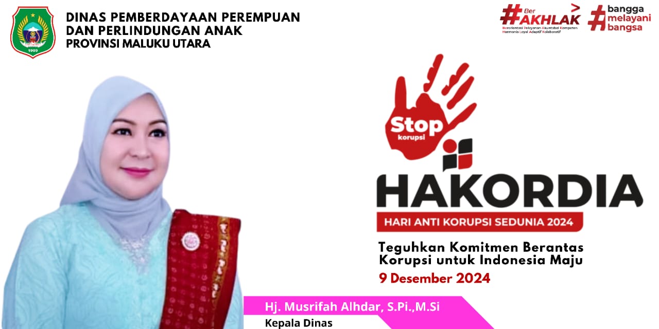 Iklan Ucapan Hari Anti Korupsi Sedunia, Kepala Dinas PPPA Maluku Utara, Musrifah Alhadar, 