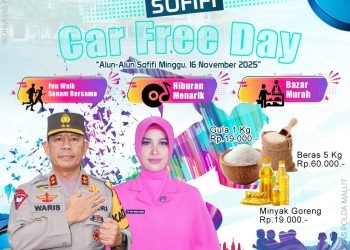 Polda Malut Gelar Car Free Day Perdana di Sofifi, Ajak Warga Hidup Sehat dan Tertib Lalu Lintas